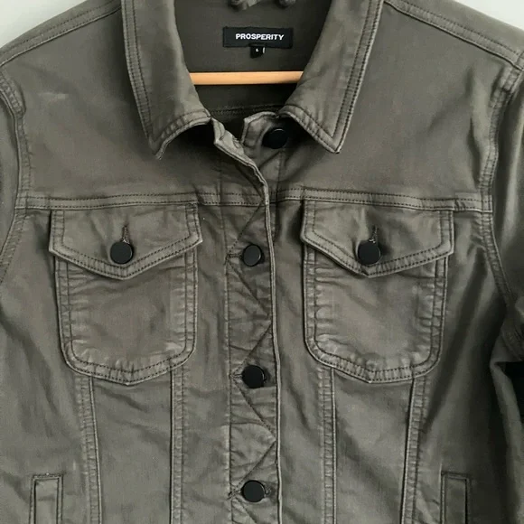 PROSPERITY Dark Greyish Green Denim Medium Weight Jacket Size L - Picture 3 of 10
